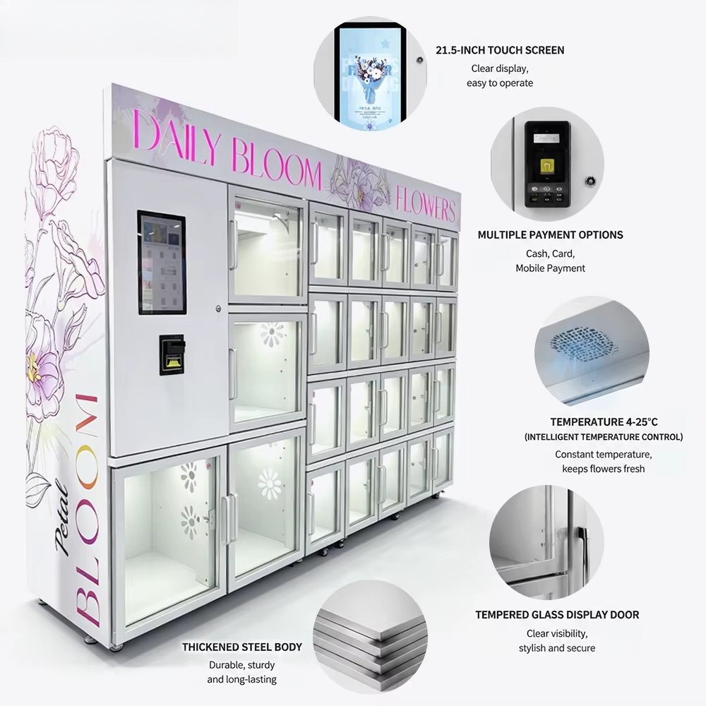 آلة بيع الزهور الطازجة المدمجة - مراجعة Vending Machine Qr Code وسعره
